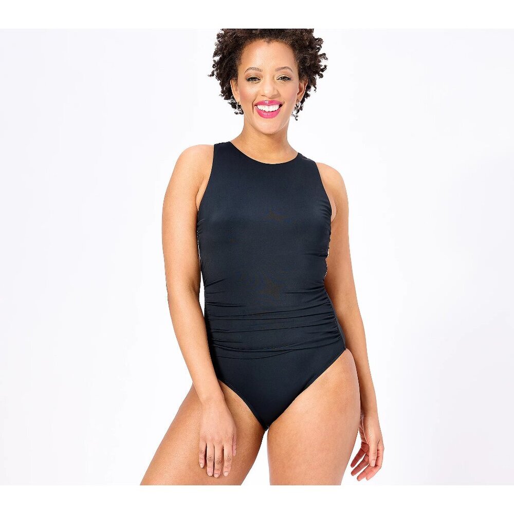 NEW Jantzen Black High Neck Portrait Back One-Piece Size 10